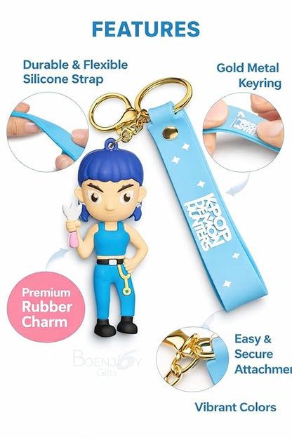 Key Chain Demon Hunter | Cute Devil Cartoon Keyring with Strap | PVC Bag Charm, Car Key Holder | Gift for Women, Kids & Friends (ZOEY)