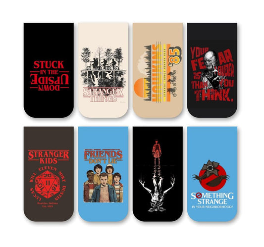 Stranger Thing Bookmark Set of 10-8 Magnetic Bookmarks + 2 Paper Bookmarks for Book Lovers, Aesthetic Bookmarks, Magnetic Bookmarks for Readers (11 x 2.9 cm) New