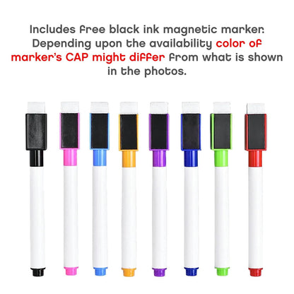 Magnetic Shopping List for Fridge, Dry Erase Board with Marker, 24x9 cm Kitchen Notepad, Grocery List Organiser, Personal Organisers, to Do List, Green