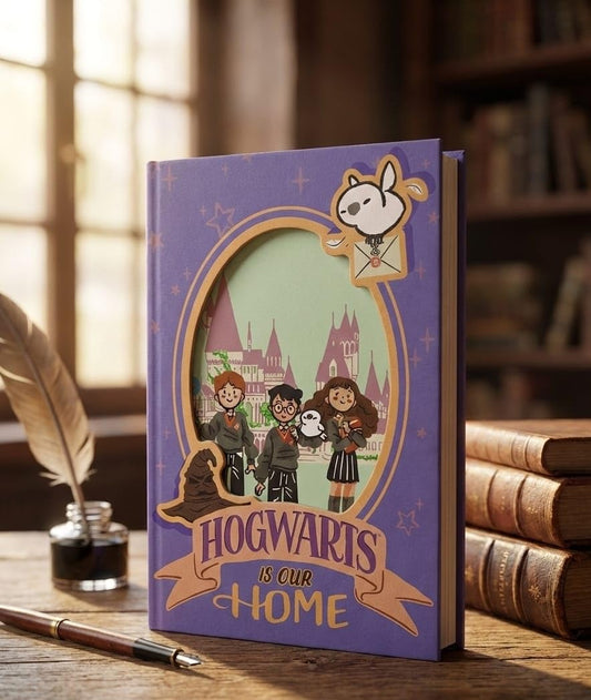 Harry Potter Hardcover Journal Diary, Vintage Writing Paper Notebook, 92 sheets Magnetic Cover (192 Pages) Size 5 * 7 inch (Hogwrts Is Our Home)