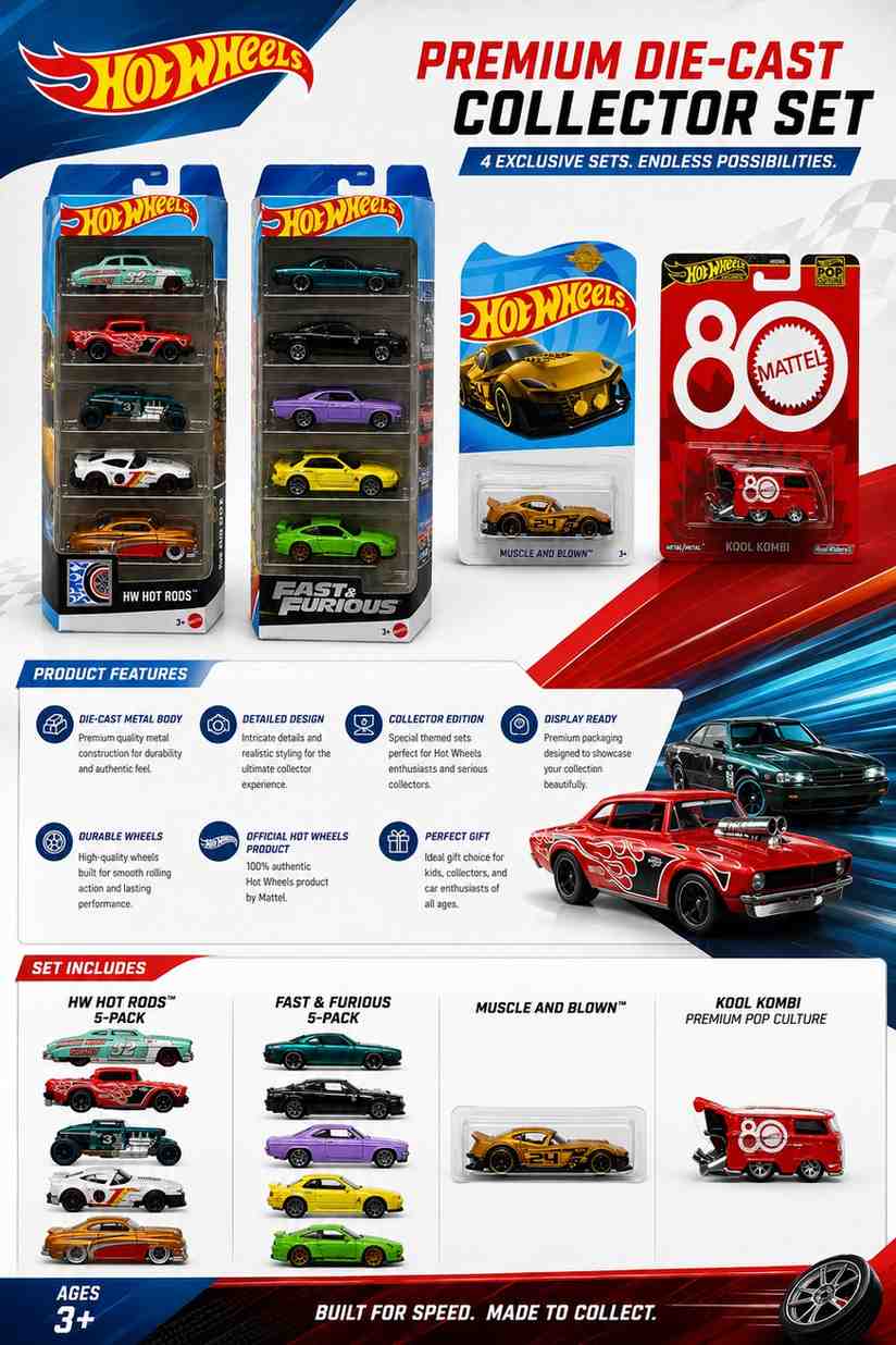 Hot Wheels 12 Car Bundle | HW Hot Rods Fast & Furious Kool Kombi