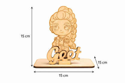 MDF Wooden Name Standee | Custom Name Desk Decor | Premium Laser Cut Name Plate | Cute Gift for Birthday, Study Table & Home Decor (15 cm)