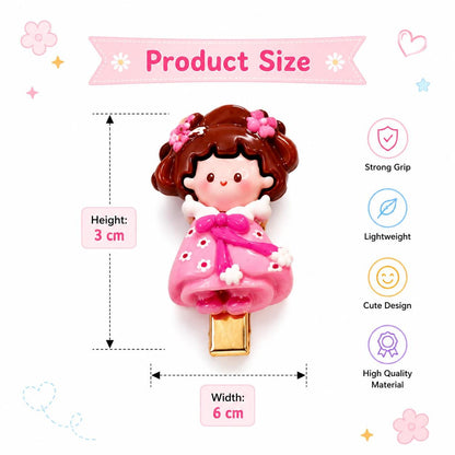 Cute Cartoon Princess Hair Clip Set of 5 | Colorful Snap Hair Clips for Girls, Kids & Toddlers