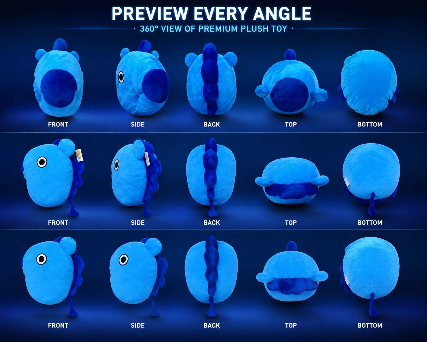 Super Soft Blue Fish Plush Toy – Kawaii Idol Style Plushie for Kids | Cute Stuffed Plush Throw Pillow Toy Gift for Boys & Girls