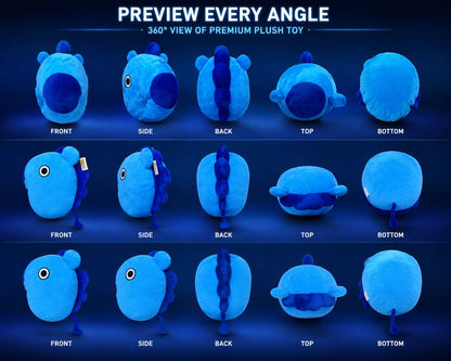 Super Soft Blue Fish Plush Toy – Kawaii Idol Style Plushie for Kids | Cute Stuffed Plush Throw Pillow Toy Gift for Boys & Girls