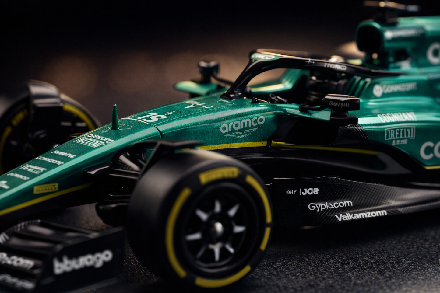 Aston Martin AMR23 F1 Model Car 1:43 Scale Diecast Replica with Display Case | Premium Racing Car Collectible | Detailed Formula Style Car Toy for Kids & Adults