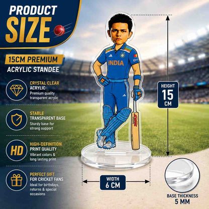 Yashasvi Jaiswal Acrylic Standee 15cm | Team India Cricket Player Collectible | Premium Acrylic Desk Decor Gift
