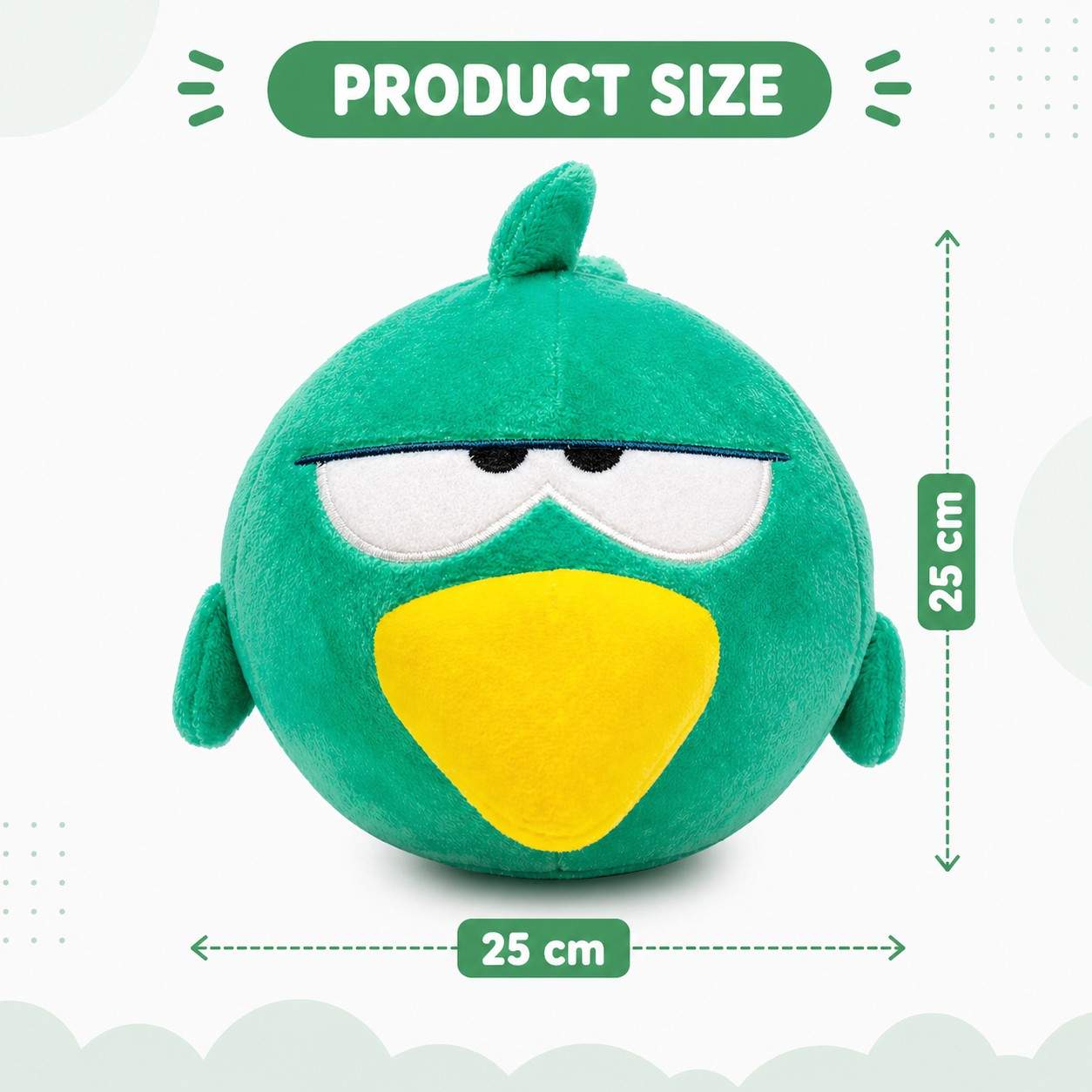 Grumpy Chirpy™ Green Bird Plush Toy – Ultra Soft Cute Stuffed Animal for Kids, Gift Toy, Home Decor (1 Pc)