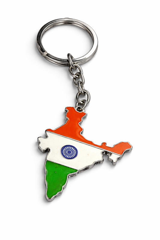 India Map Keychain with Tricolor Design | Indian Flag Key Ring | Patriotic Gift for Men & Women