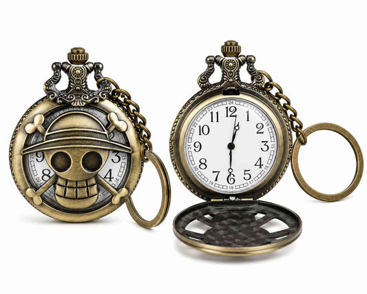 Anime Inspired Vintage Pocket Watch Keychain | Antique Bronze Collectible Gift