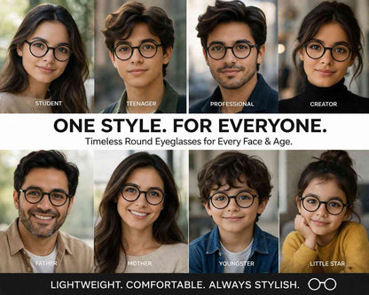 Classic Round Black Eyeglasses for Men & Women | Lightweight Stylish Frame | Unisex Fashion Glasses