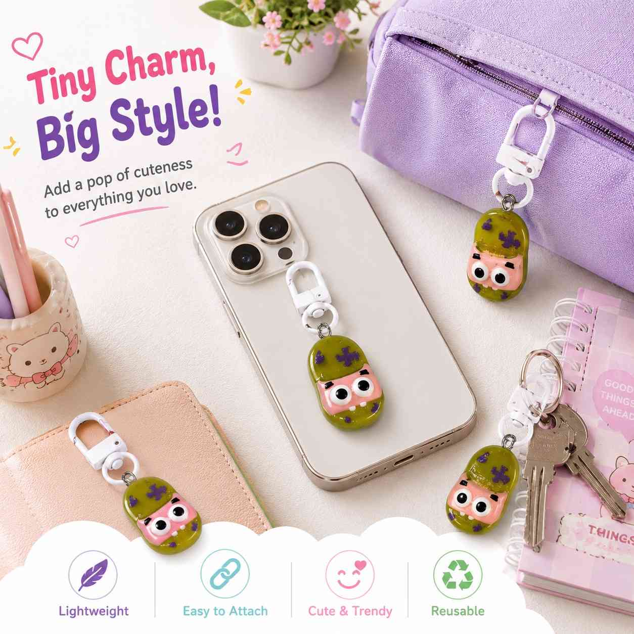 Cute Cartoon Phone Charm Set of 6 – Mini Shoe Phone Charms with Phone Hook | Kawaii Mobile Phone Charm Accessories for Phone Cases, Bags & Keys
