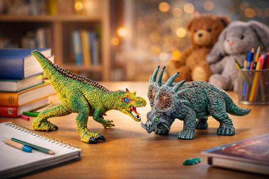 Realistic Dinosaur Toy Set of 2 (T-Rex & Triceratops) | Non-Toxic 3D Simulation Models | Kids Educational Toys, Desk Decor, Return Gift