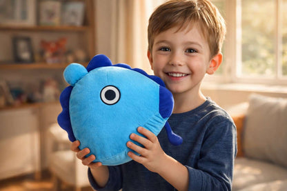 Super Soft Blue Fish Plush Toy – Kawaii Idol Style Plushie for Kids | Cute Stuffed Plush Throw Pillow Toy Gift for Boys & Girls
