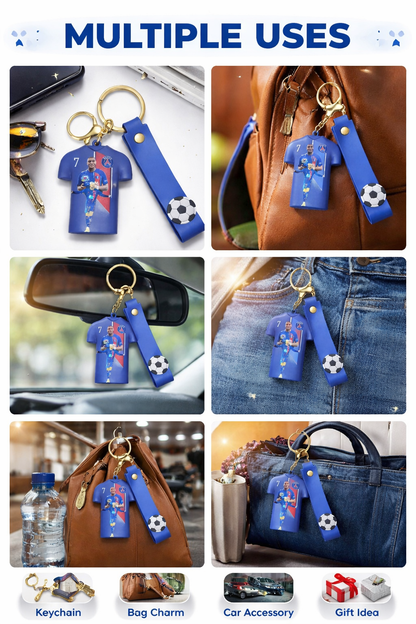 Football Jersey Keychain with Strap – PSG Inspired Player Design | Stylish Sports Keyring Gift for Fans