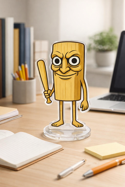 Tung Tung Sahur Acrylic Standee | Cartoon Character Desk Decor with Acrylic Base | Cute Mini Figurine for Office, Gaming Setup & Home | Unique Gift Item (15 cm)