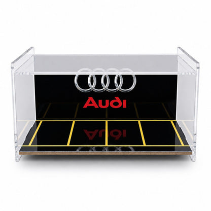 Audi Inspired Acrylic Garage Display Case for 4 Die-Cast Model Cars (22 x 13 x 11 cm) | Premium Dustproof Collector Showcase Box
