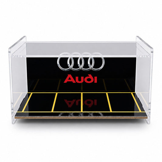 Audi Inspired Acrylic Garage Display Case for 4 Die-Cast Model Cars (22 x 13 x 11 cm) | Premium Dustproof Collector Showcase Box