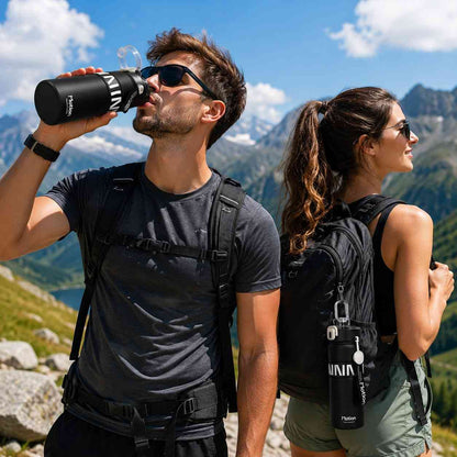 Motion Premium Stainless Steel Water Bottle 800ml – Leakproof Sports Bottle with Flip Lid, Safety Lock & Carry Strap