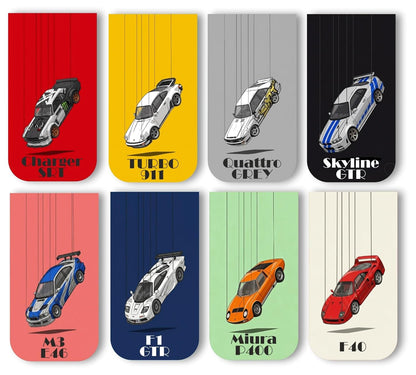 Retro Cars Bookmark Set of 10-8 Magnetic Bookmarks + 2 Paper Bookmarks for Book Lovers, Aesthetic Bookmarks, Magnetic Bookmarks for Readers (11 x 2.9 cm)