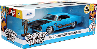 Looney Tunes 1:24 1970 Plymouth Roadrunner Die-cast Car and 2.75"" Wile E. Coyote Figure, Toys for Kids and Adults( COD NOT AVAILABLE)