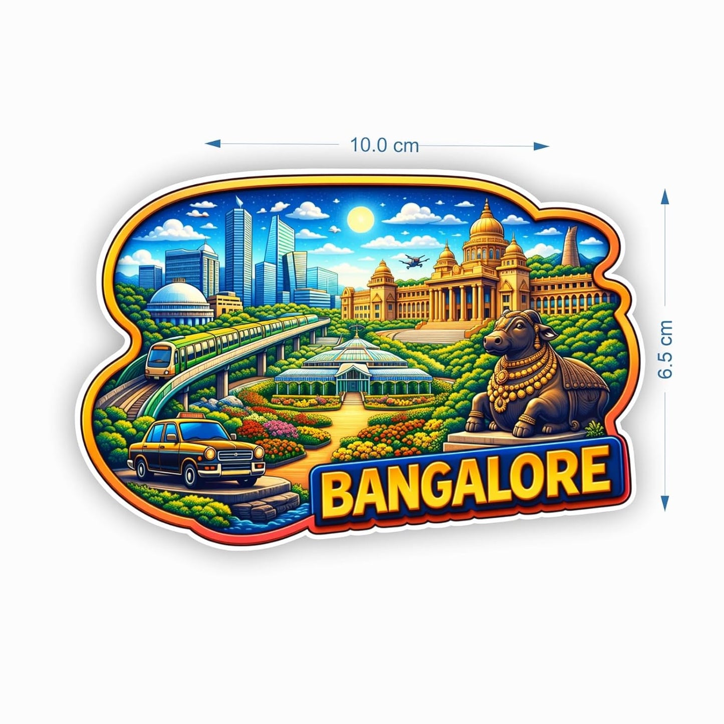 Bengalore MDF Wood Fridge Magnet, Refrigerator Magnets | Decorative Kitchen Magnets | Decorative Collectible for Home & Office (Pack of 1) 10x6 cm