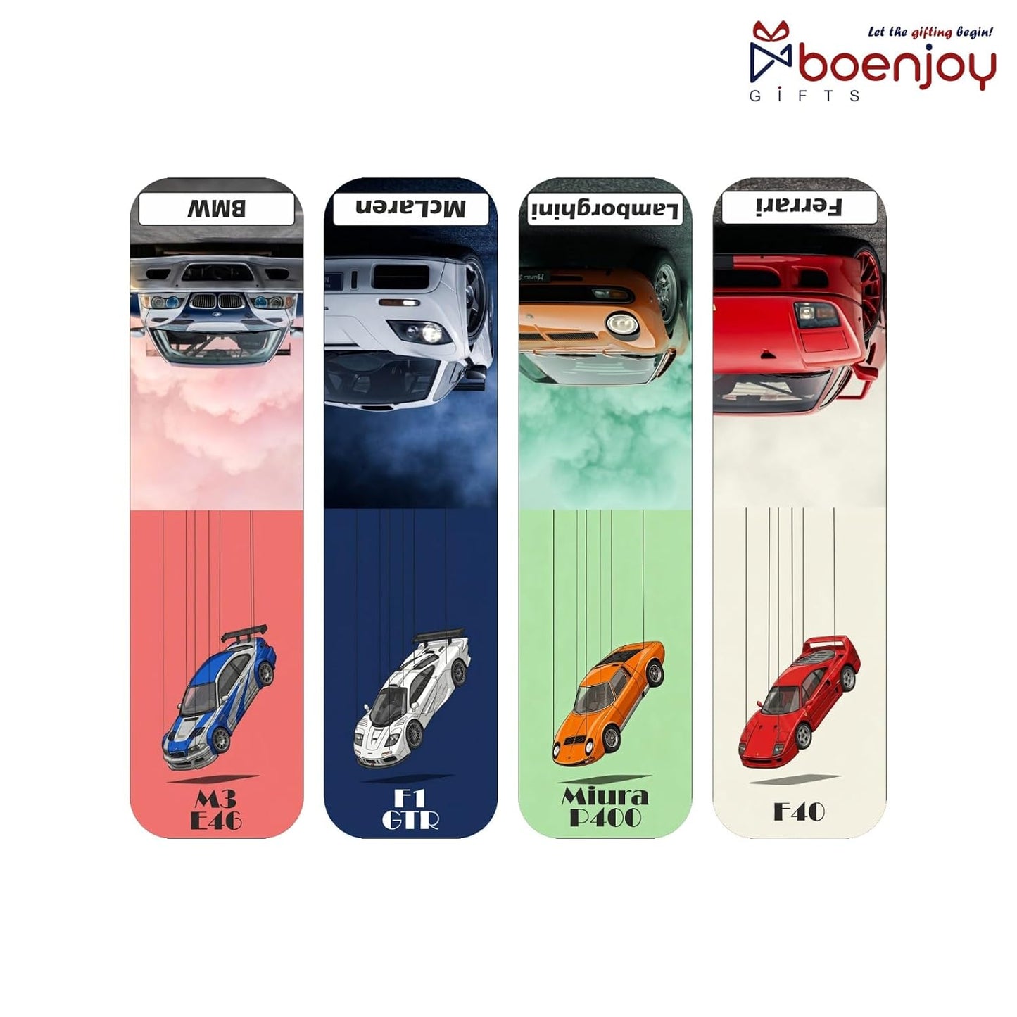 Retro Cars Bookmark Set of 10-8 Magnetic Bookmarks + 2 Paper Bookmarks for Book Lovers, Aesthetic Bookmarks, Magnetic Bookmarks for Readers (11 x 2.9 cm)