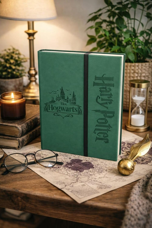 Harry Potter Hardcover Journal Diary, Vintage Writing Paper Notebook, 92 sheets Magnetic Cover (192 Pages) (Hogwrt Green)