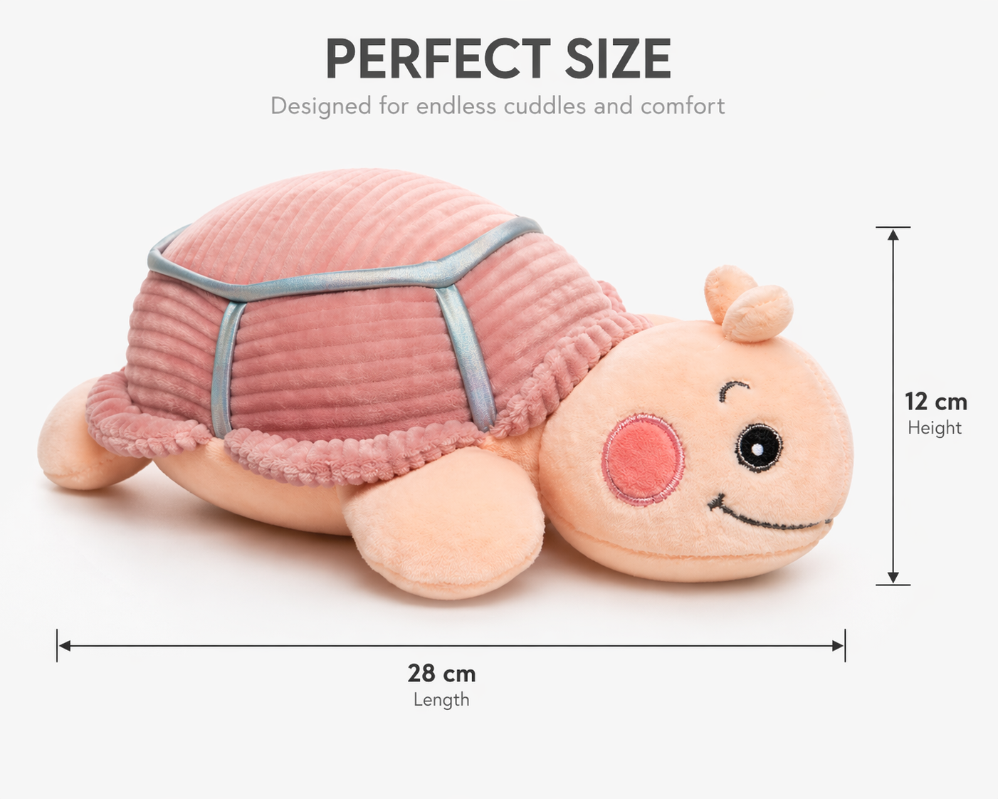 Tina the Turtle Plush Toy – Cute Pink Soft Stuffed Animal for Kids, 28 cm Cuddly Soft Toy Gift for Babies Girls Boys