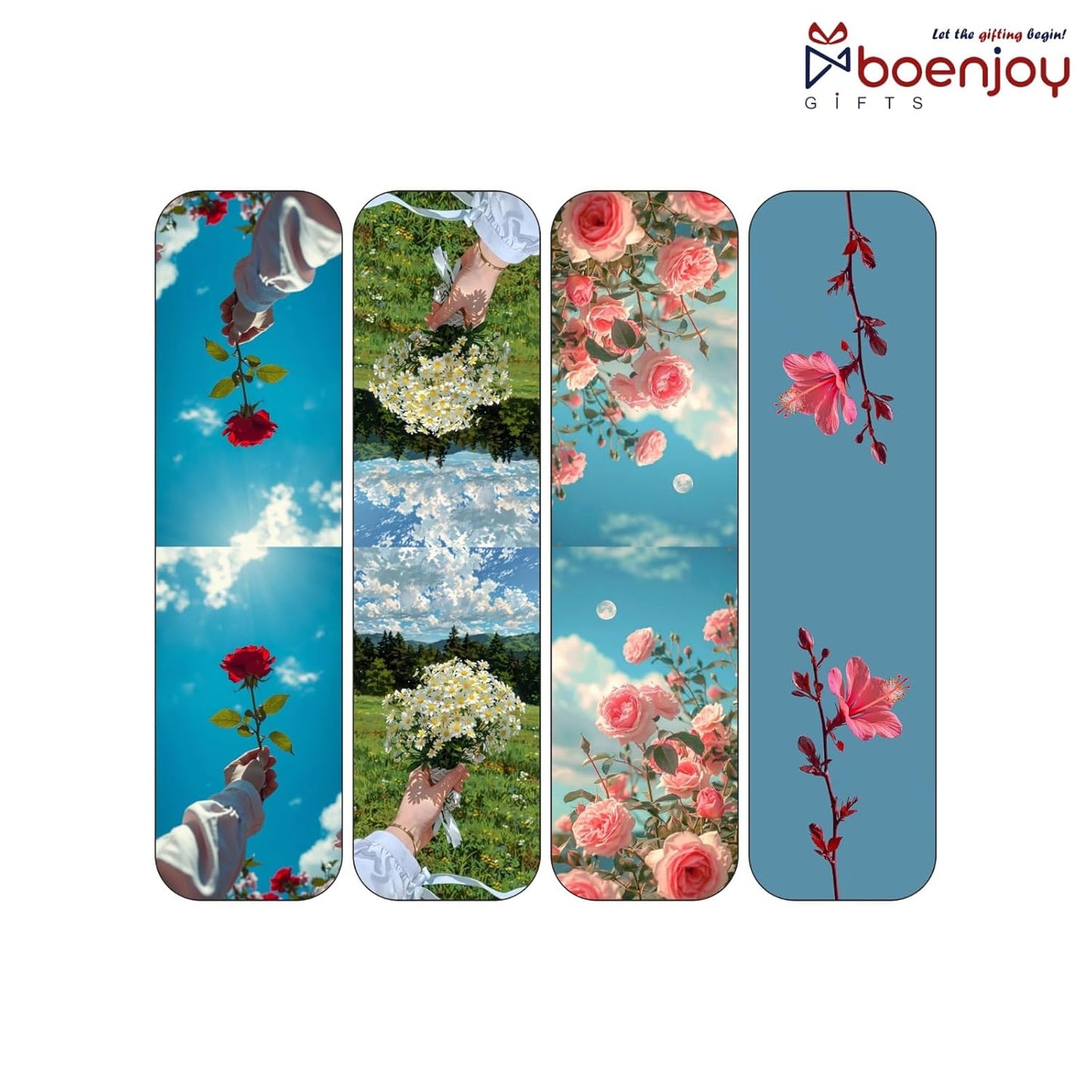 Flower Colorful Bookmark Set of 10-8 Magnetic Bookmarks + 2 Paper Bookmarks for Book Lovers, Aesthetic Bookmarks, Magnetic Bookmarks for Readers (11 x 2.9 cm) New
