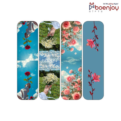 Flower Colorful Bookmark Set of 10-8 Magnetic Bookmarks + 2 Paper Bookmarks for Book Lovers, Aesthetic Bookmarks, Magnetic Bookmarks for Readers (11 x 2.9 cm) New
