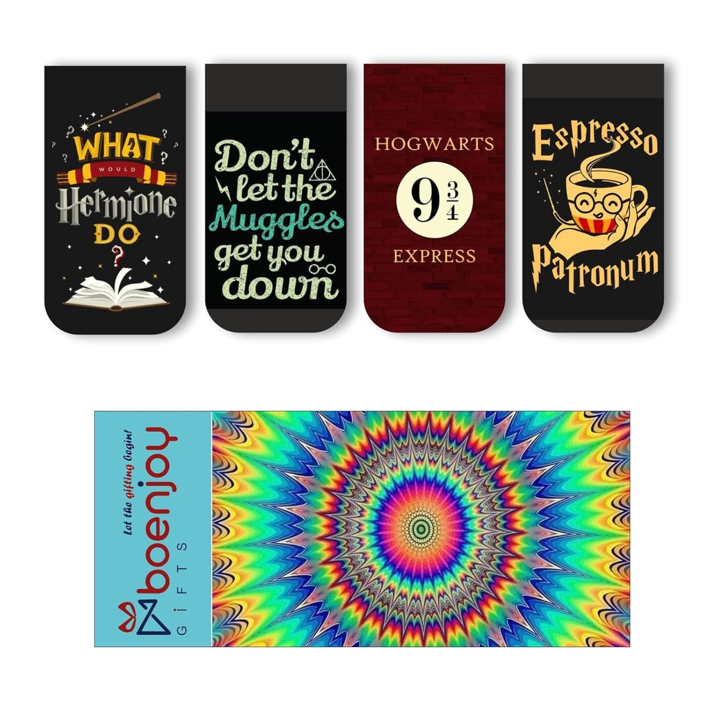 Harry Potter Bookmark Set of 10-8 Magnetic Bookmarks + 2 Paper Bookmarks for Book Lovers, Aesthetic Bookmarks, Magnetic Bookmarks for Readers (11 x 2.9 cm) (Quotes)