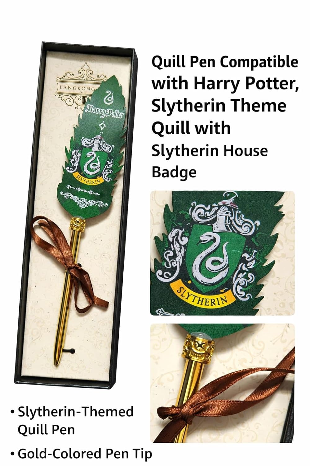 Harry Potter Inspired Quill Pen Set with Feather Dip Pen and Ink Bottle, Wizard Theme Gift (Copy)