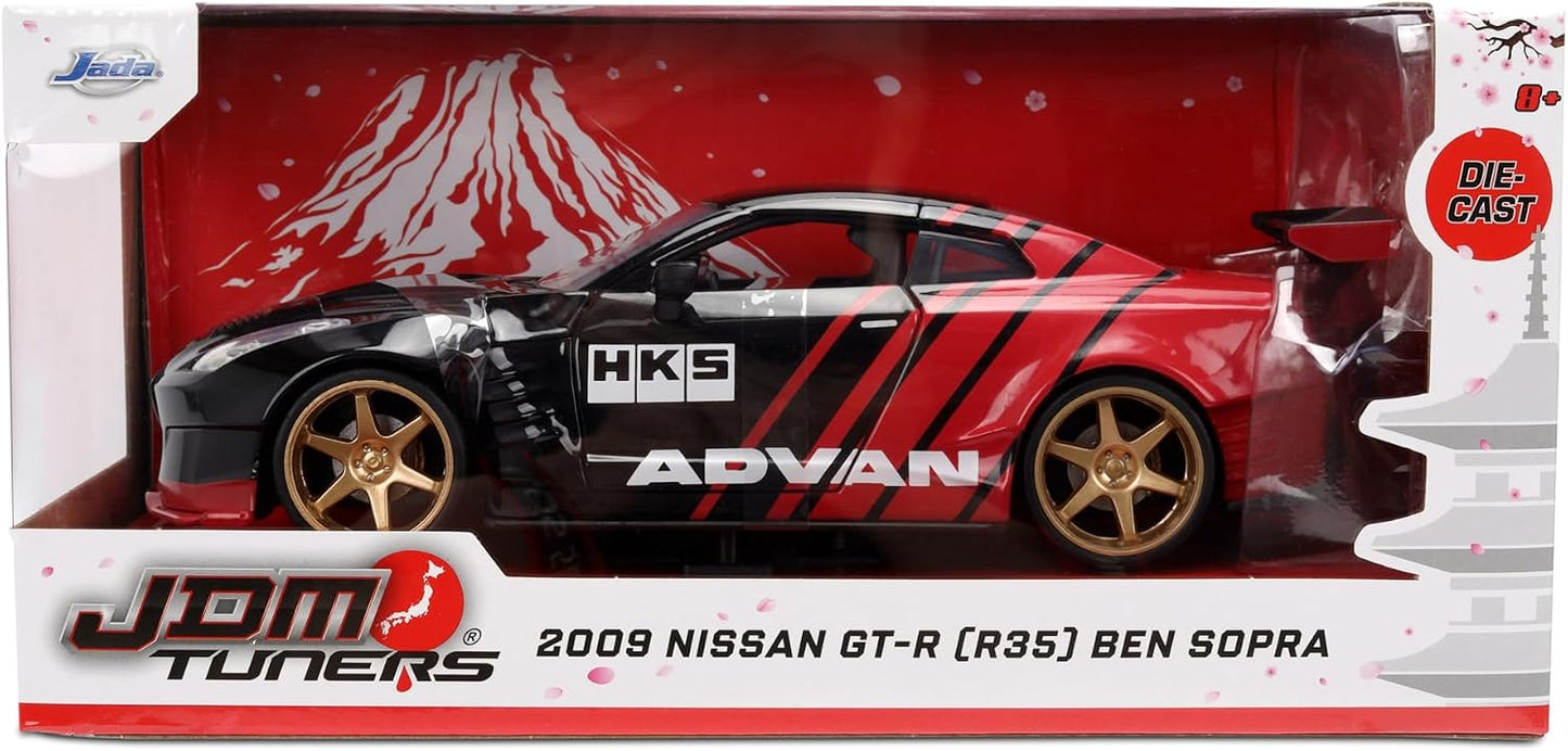 Jada 2009 Nissan GT-R Ben Sopra HSK Advan, Black/Red Toys 37022-1/24 Scale Diecast Model Car( COD NOT AVAILABLE)