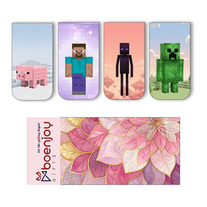 Mincraft Bookmark Set of 10-8 Magnetic Bookmarks + 2 Paper Bookmarks for Book Lovers, Aesthetic Bookmarks, Magnetic Bookmarks for Readers (11 x 2.9 cm)