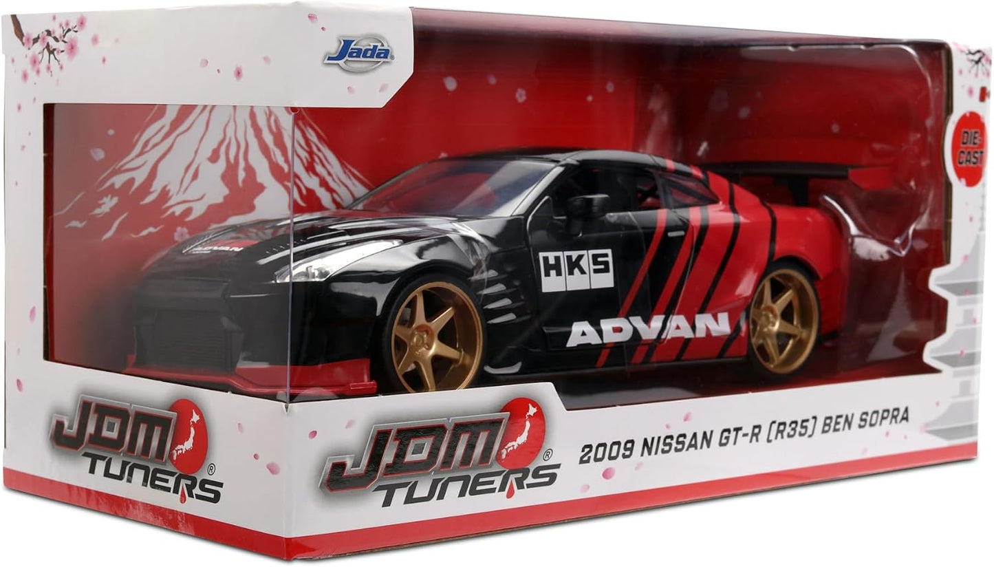 Jada 2009 Nissan GT-R Ben Sopra HSK Advan, Black/Red Toys 37022-1/24 Scale Diecast Model Car( COD NOT AVAILABLE)
