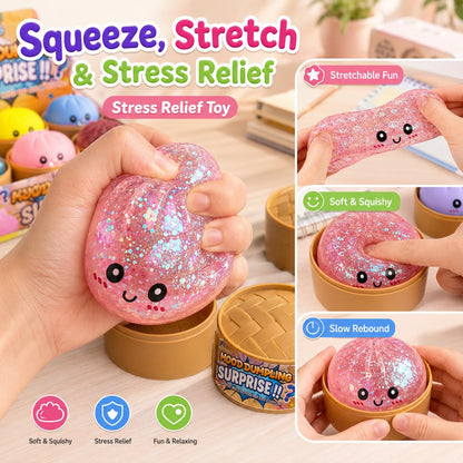 Cute Glittery Dumpling Style Soft Squeeze Toy with Storage Case | Random 1 Pc ( Cod not Available)