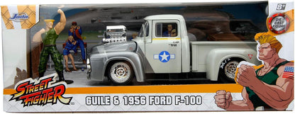 Jada Toys Street Fighter 1956 Ford Pickup 1:24 Die-Cast Model Car with Guile Figure, Opening Doors, Hood & Trunk, Collectible Vehicle for Kids & Fans(COD NOT AVAILABLE)