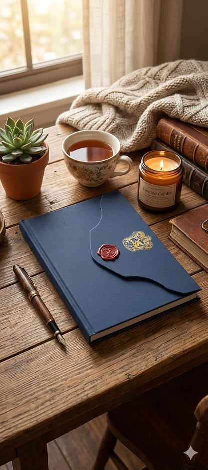 Harry Potter Hardcover Journal Diary, Vintage Writing Paper Notebook, 92 sheets Magnetic Cover (192 Pages) (Blue)