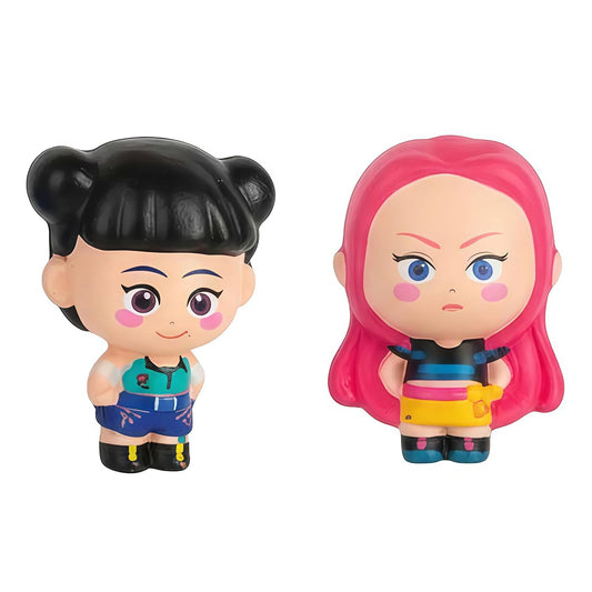 K POP Demon Hunters Squishy Toys Set of 2 | Stress Relief Squishies for Kids | Soft Slow Rising Squeeze Toys | Collectible Figures | Birthday Return Gifts (Mira and Zoeyy)