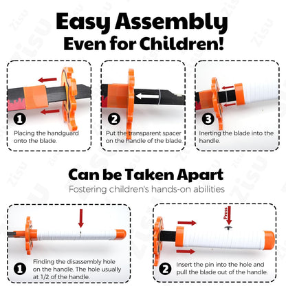 Demon Slayer Wooden Katana Sword 23.6 Inch Anime-Inspired Toy Sword with Scabbard & Stand | Safe Cosplay Prop for Pretend Play & Costume Use (Demon Slayer (Rengoku)