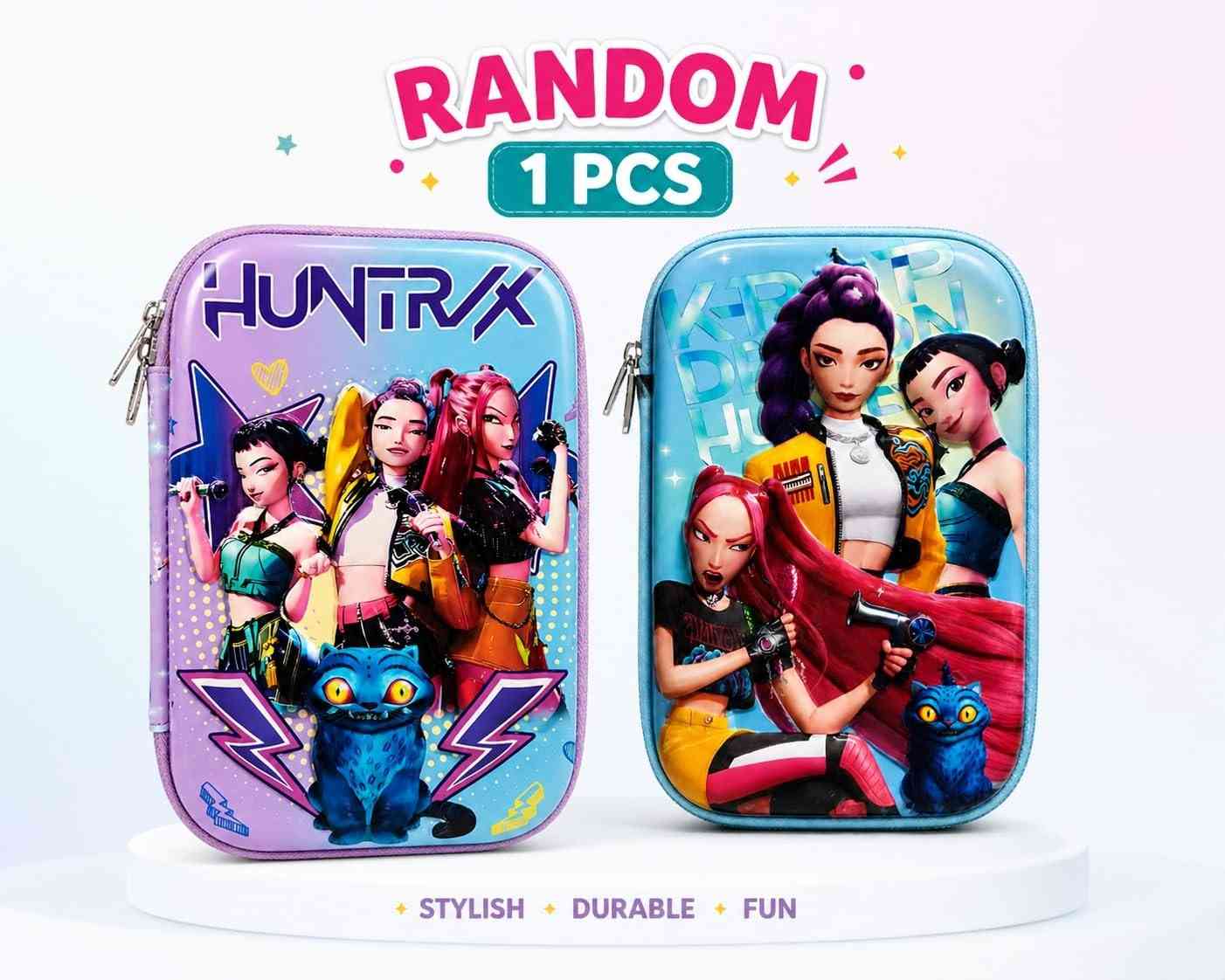 K Pop Demon Hunters Pencil Case Random 1 PCS – Cute Anime Zipper Storage Pouch for Kids Girls Boys School Stationery Organizer