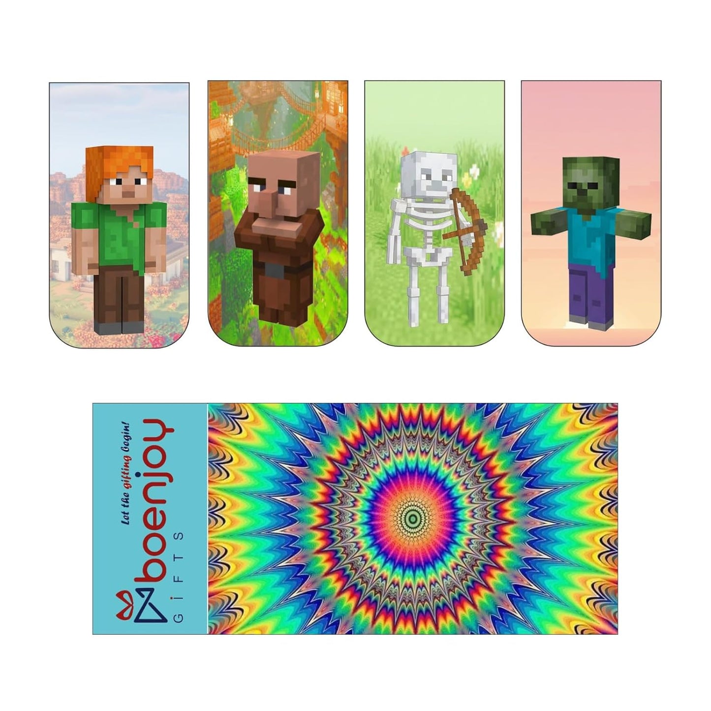 Mincraft Bookmark Set of 10-8 Magnetic Bookmarks + 2 Paper Bookmarks for Book Lovers, Aesthetic Bookmarks, Magnetic Bookmarks for Readers (11 x 2.9 cm)