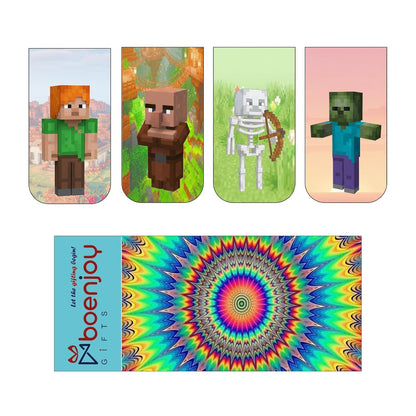 Mincraft Bookmark Set of 10-8 Magnetic Bookmarks + 2 Paper Bookmarks for Book Lovers, Aesthetic Bookmarks, Magnetic Bookmarks for Readers (11 x 2.9 cm)