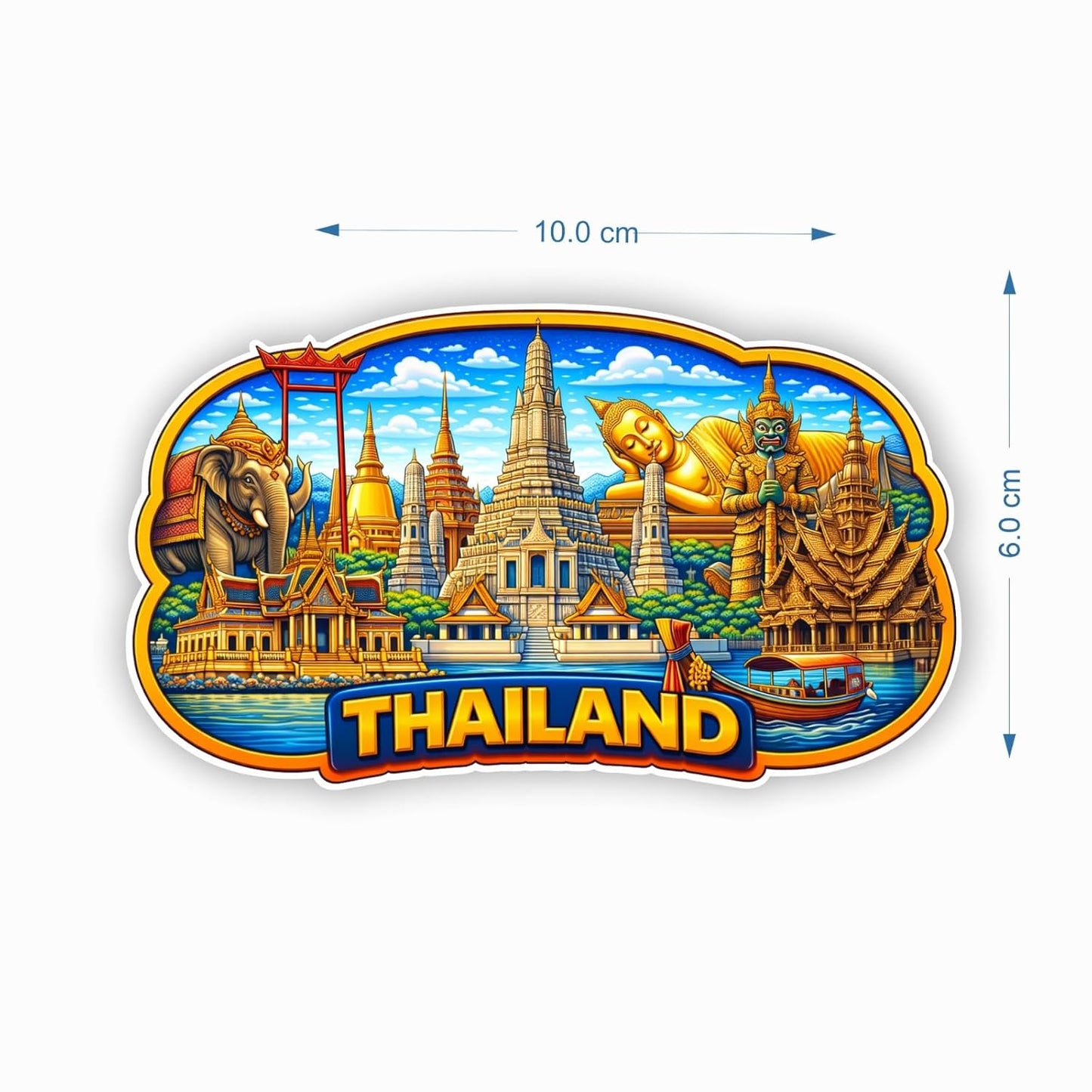 Thailand MDF Wood Fridge Magnet, Refrigerator Magnets | Decorative Kitchen Magnets | Decorative Collectible for Home & Office (Pack of 1) 10x6 cm