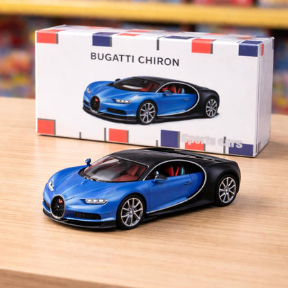 Bugatti Chiron 1:64 Scale Miniature Sports Car Model – Blue & Black Collectible Toy with Box | COD Not Available