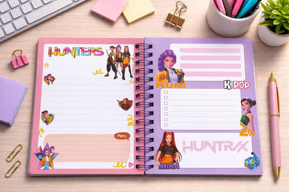 K POP Demon Hunters Spiral Notebook A5 Size | Hard Cover Single Line Ruled Journal | Writing Diary for Students | School Office College Use | Birthday Gift