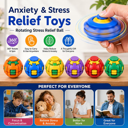 Press & Spin Gyroscopic Spinner Ball Toy – Random Color 1 Pc | Handheld Rotating Stress Relief Toy for Kids & Adults
