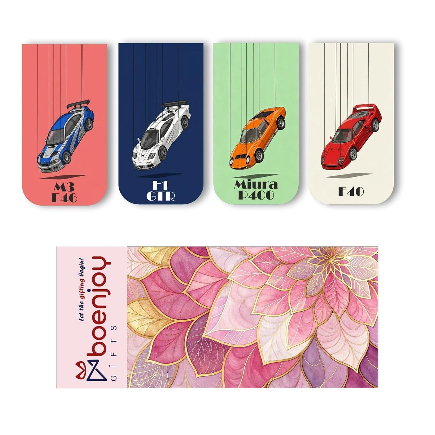 Retro Cars Bookmark Set of 10-8 Magnetic Bookmarks + 2 Paper Bookmarks for Book Lovers, Aesthetic Bookmarks, Magnetic Bookmarks for Readers (11 x 2.9 cm)