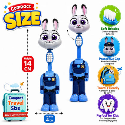 Zootopia Judy Hopps Kids Toothbrush with Protective Cap | Cute Rabbit Character Soft Bristle Travel Toothbrush for Kids | Portable Cartoon Toothbrush